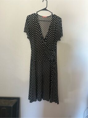 maitai Black Polka Dot Midi Wrap Dress